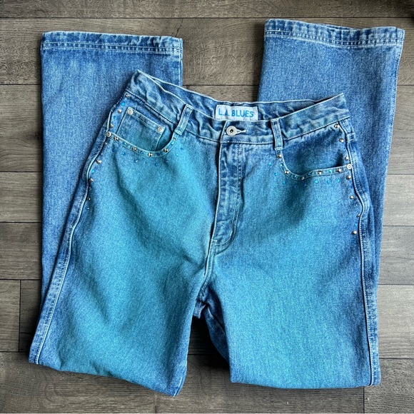 Vintage L.A. Blues Women's Studded Sparkly Blue Jeans - Picture 7 of 12